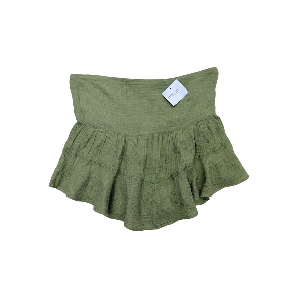 NEW American Eagle Green Embroidered Gauze Strapless Smocked Tube Top Medium